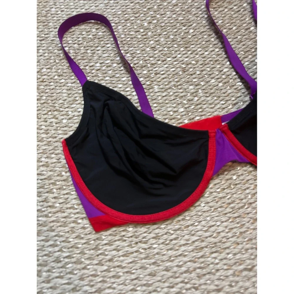 Parade Colorblock Underwire Bra Black Purple Red‎ Mesh Size XL+ PR139T